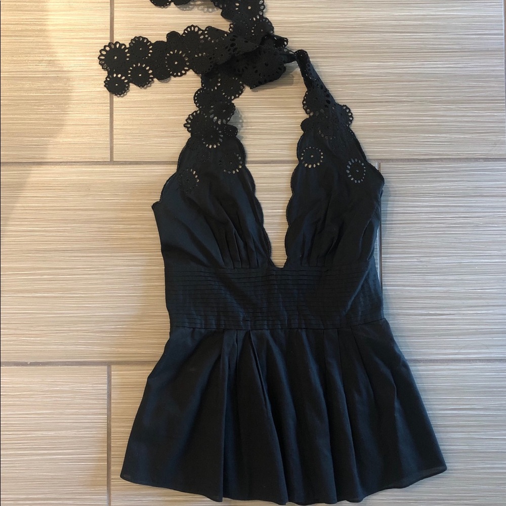 Catherine Malandrino Eyelet Halter Top